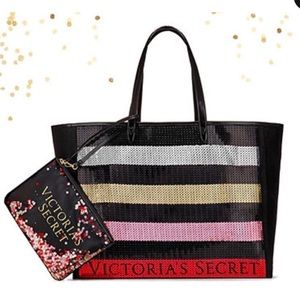 Victoria’s Secret Large Tote Sequin w/ Pouch - New